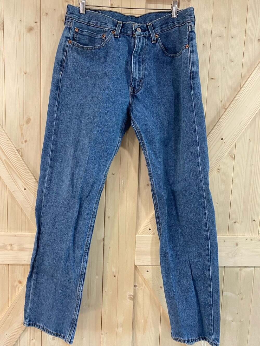 Levi's 505 Straight Leg Jeans Size W34 L34 Medium Wash Blue Denim